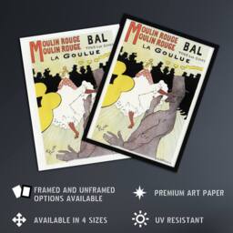 "Artery8 Moulin Rouge La Goulue Vintage Wall Art Print Toulouse Lautrec - Size: W12"" x H16""" - thumbnail 2