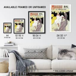 "Artery8 Moulin Rouge La Goulue Vintage Wall Art Print Toulouse Lautrec - Size: W12"" x H16""" - thumbnail 3