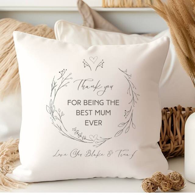 Aye Do Gifts Women's Personalised Thank You For Being the Best Mum Ever Cushion in Cream - Size: 40 cm x 40 cm - image 1