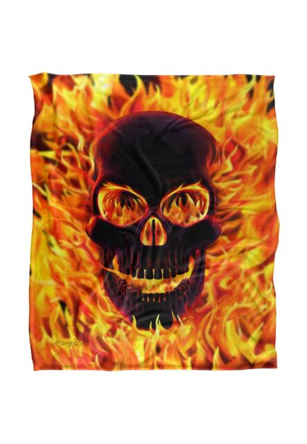 JQ Licensing Royce Mcclure Flaming Skull Silky Touch Super Soft Throw Blanket 152 X 127 cm in White - image 1