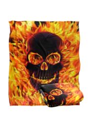 JQ Licensing Royce Mcclure Flaming Skull Silky Touch Super Soft Throw Blanket 152 X 127 cm in White - thumbnail 2