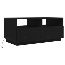 Berkfield Home Modern Coffee Table with LED Lights Black Oak 90x49x40 cm - Size: 90 x 49 x 40 cm - thumbnail 3