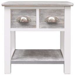 Berkfield Home Side Table Grey 40x40x40 cm Paulownia Wood - Size: 40 x 40 x 40 cm - thumbnail 2