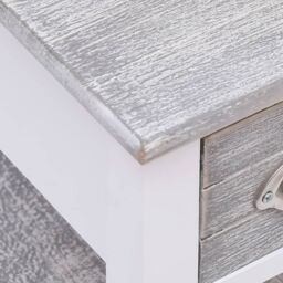 Berkfield Home Side Table Grey 40x40x40 cm Paulownia Wood - Size: 40 x 40 x 40 cm - thumbnail 5