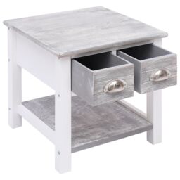 Berkfield Home Side Table Grey 40x40x40 cm Paulownia Wood - Size: 40 x 40 x 40 cm - thumbnail 4