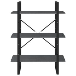 Berkfield Home 3-Tier Book Cabinet Grey 80x30x105 cm Solid Pine Wood - Size: 80 x 30 x 105 cm - thumbnail 5