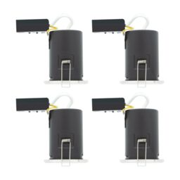 First Choice Lighting Set of 4 Fire Rated Chrome IP65 Bathroom Recessed Downlights in Silver