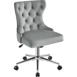KORVIXA Velvet Upholstered Home Office Chair in Grey - Size: 100 cm x 100 cm - thumbnail 1