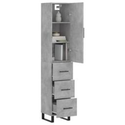 Berkfield Home Highboard Concrete Grey 34.5x34x180 cm Engineered Wood - thumbnail 3