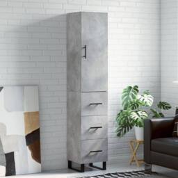 Berkfield Home Highboard Concrete Grey 34.5x34x180 cm Engineered Wood - thumbnail 2