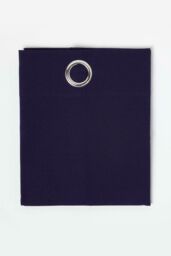 Homescapes Plain Cotton Ready Made Eyelet Curtain Pair in Navy - Size: 117 cm width x 137 cm drop - thumbnail 2