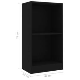Berkfield Home Decorative Bookshelf Black 40x24x75 cm Engineered Wood - Size: 40 x 24 x 75 cm - thumbnail 6