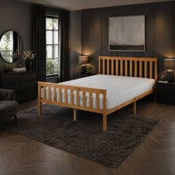 Aspire Bramford Solid Wood Bed Frame & Memory Foam Mattress Set in Natural - Size: King - thumbnail 2