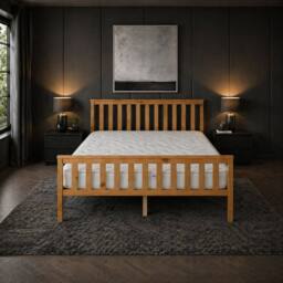 Aspire Bramford Solid Wood Bed Frame & Memory Foam Mattress Set in Natural - Size: King - thumbnail 3