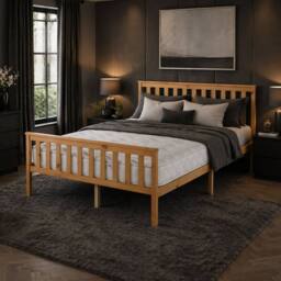 Aspire Bramford Solid Wood Bed Frame & Memory Foam Mattress Set in Natural - Size: King - thumbnail 1