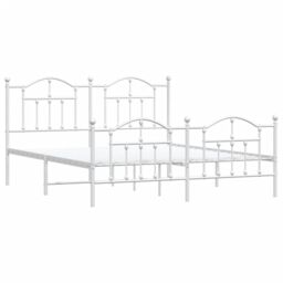 Berkfield Home Metal Bed Frame with Headboard & Footboard White 183x213 cm - thumbnail 4