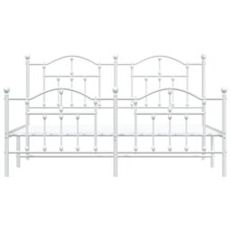 Berkfield Home Metal Bed Frame with Headboard & Footboard White 183x213 cm - thumbnail 5
