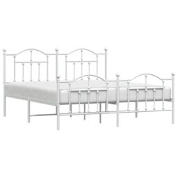 Berkfield Home Metal Bed Frame with Headboard & Footboard White 183x213 cm - thumbnail 3