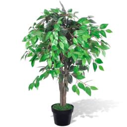 Berkfield Home Artificial Plant Ficus Tree with Pot 90 cm in Green - thumbnail 2