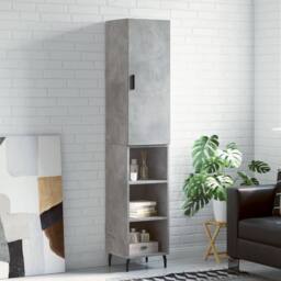 Berkfield Home Highboard Concrete Grey 34.5x34x180 cm Engineered Wood - thumbnail 2