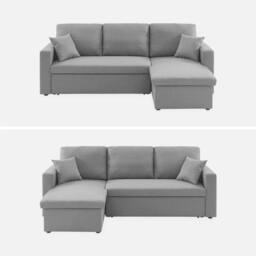 sweeek 3-seater compact reversible corner sofa bed in Light Grey - thumbnail 2