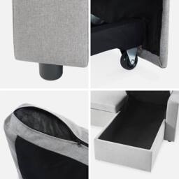 sweeek 3-seater compact reversible corner sofa bed in Light Grey - thumbnail 4