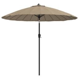 Berkfield Home Outdoor Parasol with Aluminium Pole 270 cm Taupe in Beige - thumbnail 2