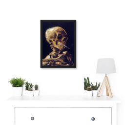 Artery8 Vincent Van Gogh Skull With A Burning Cigarette A4 Artwork Framed Wall Art Print in Black - thumbnail 2