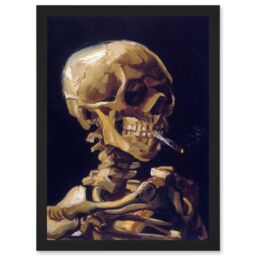 Artery8 Vincent Van Gogh Skull With A Burning Cigarette A4 Artwork Framed Wall Art Print in Black - thumbnail 1