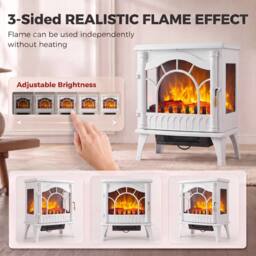 HOMCOM 3-Sided Glass Electric Fire Fan Heater with Flame Effect, White - Size: Medium - thumbnail 4
