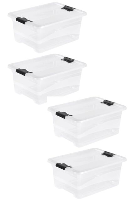 Keeeper Set of 4 Storage Crystal-box 12 Litre with Lid - Transparent in Clear - image 1