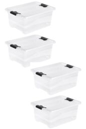 Keeeper Set of 4 Storage Crystal-box 12 Litre with Lid - Transparent in Clear - thumbnail 1