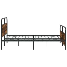 Berkfield Home Metal Bed Frame without Mattress Smoked Oak 150x200 cm King Size in Brown - thumbnail 6