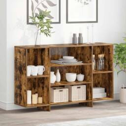 Berkfield Home Sideboard Smoked Oak 120x30x75 cm Engineered Wood in Brown - Size: 120 x 30 x 75 cm - thumbnail 2