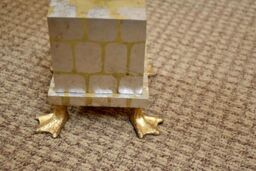 Loops Table Lamp Duck Feet Square Base Cream & Silver Leaf Cylinder Shade LED E27 60W in Metallics - thumbnail 2