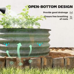 OUTSUNNY Set of 2 Raised Garden Bed Metal Planter Box with Safety Edging in Green - thumbnail 6