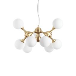 Netlighting Nodi Indoor Mutli Arm Ceiling Pendant Lamp 9 Lights Brass Satin E14 in Yellow