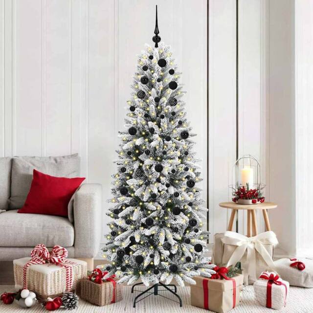 Berkfield Home Artificial Christmas Tree with 300 LEDs White 73 x 73 x 180 cm - image 1
