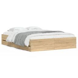 Berkfield Home Bed Frame with Drawers without Mattress Sonoma Oak 140x200 cm in Tan - thumbnail 1