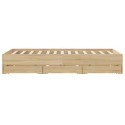 Berkfield Home Bed Frame with Drawers without Mattress Sonoma Oak 140x200 cm in Tan - thumbnail 7