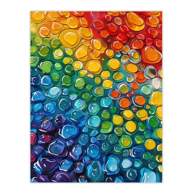 "Artery8 Rainbow Raindrops Abstract Painting Colourful Wall Art Print - Size: W24"" x H32""" - image 1