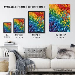 "Artery8 Rainbow Raindrops Abstract Painting Colourful Wall Art Print - Size: W24"" x H32""" - thumbnail 3