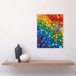 "Artery8 Rainbow Raindrops Abstract Painting Colourful Wall Art Print - Size: W24"" x H32""" - thumbnail 4
