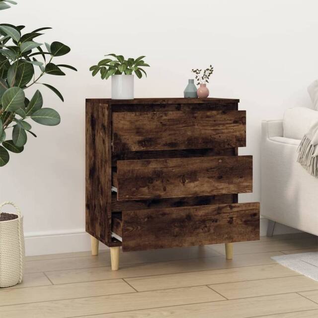 Berkfield Home Sideboard Smoked Oak 60x35x70 cm Engineered Wood in Brown - Size: 60 x 35 x 70 cm - image 1
