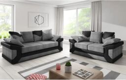LUXURY LIFE Dino Fabric Cord Sofa Set in Grey