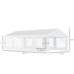 OUTSUNNY Garden Gazebo Portable Carport Shelter w/ Removable Sidewalls&Doors in White - thumbnail 3