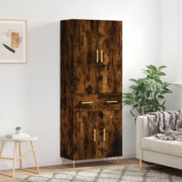 Berkfield Home Highboard Smoked Oak 69.5x34x180 cm Engineered Wood in Brown - thumbnail 1