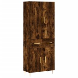 Berkfield Home Highboard Smoked Oak 69.5x34x180 cm Engineered Wood in Brown - thumbnail 2