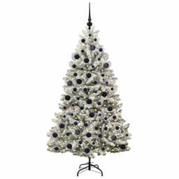 Berkfield Home Elegant Artificial Christmas Tree Green & White 180 cm PVC & Metal - thumbnail 1