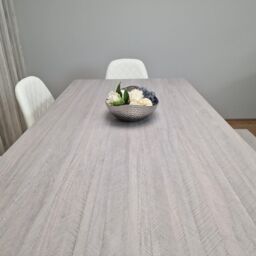 KOSY KOALA Grey Dining Table with 4 Diamond Stitched White Chairs & 1 Bench - Size: 140 cm x 80 cm - thumbnail 5